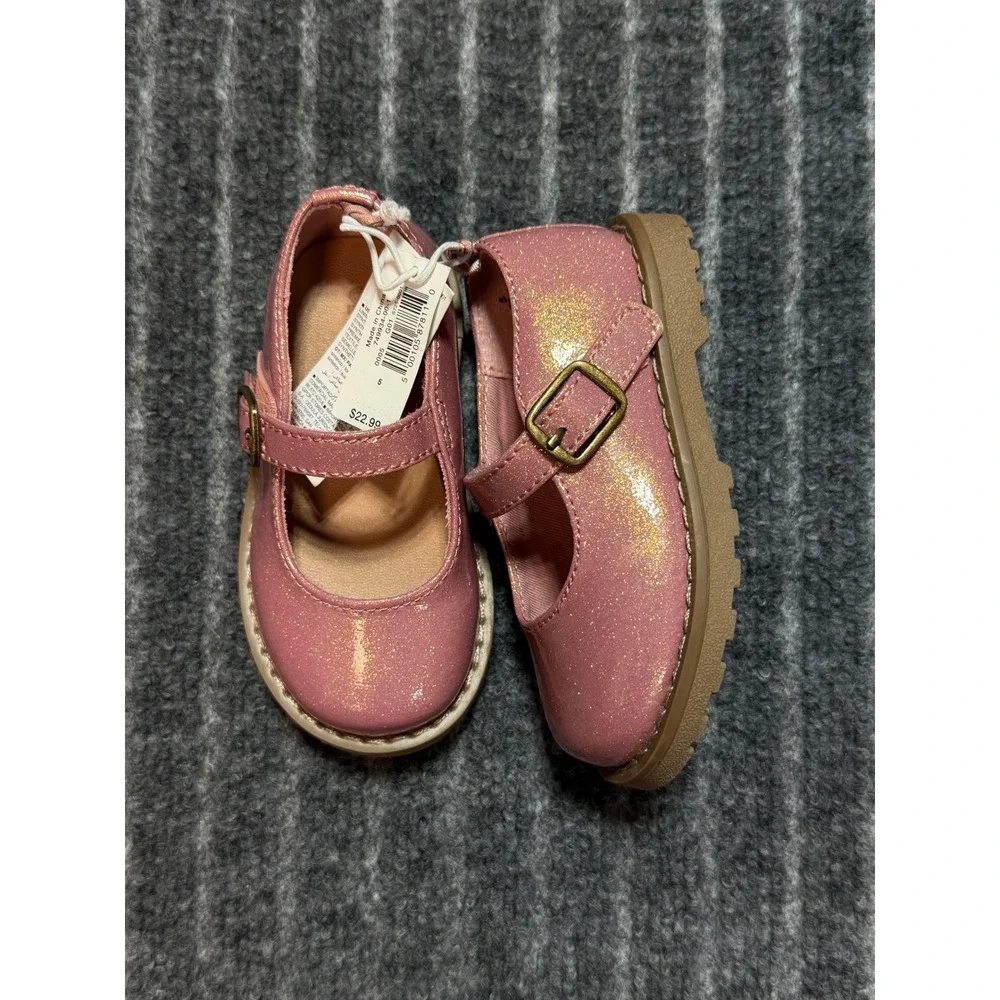 Old‎ Navy Mary Jane Shoes Kids Size 5 Pink Glitter Chunky Buckle Strap